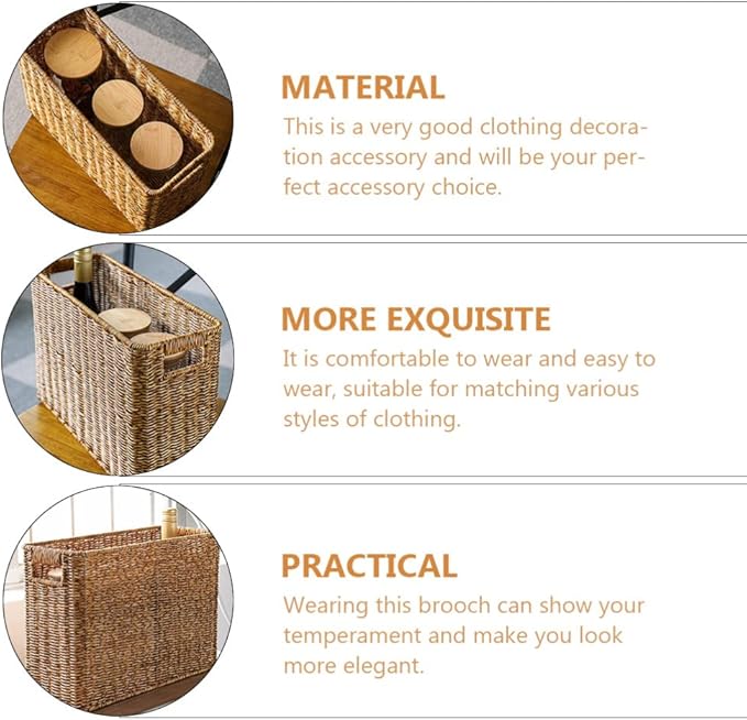 Decorative Woven Basket with Handles Handled Sundries Organizer for Home Decor Vintage Design for Bedroom and Living and Stable Storage