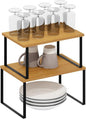 Furinno RAVEL Kitchen Countertop Organizer Set of 2, Counter Shelves, Kitchen Storage, Expandable, Stackable, Spice Rack, for Kitchen, Pantry, Coffee Bar, Beech