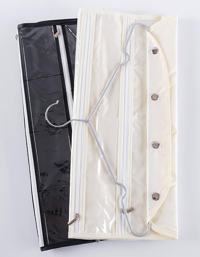 ass Organizer Storage, Dual-sided Hanging Sunglasses Holder Wall with 16 Pockets Jewelry Organizer and 16 Hooks Necklace Holder Organizer - Beige