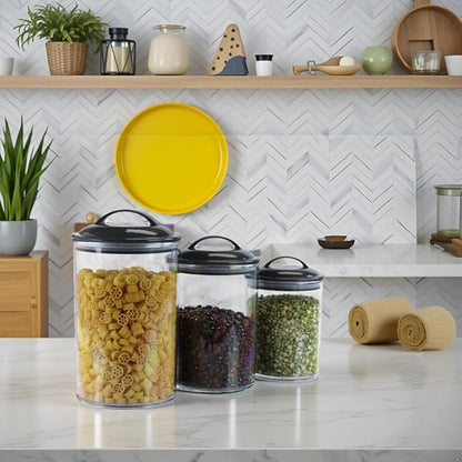 Calypso Basics by Reston Lloyd Acrylic Storage Canisters, Set of 3, Black
