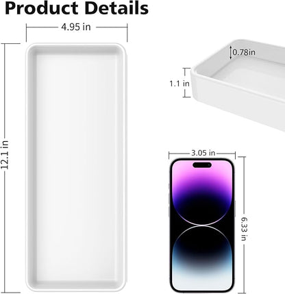 Gurygo 12" Countertop and Vanity Tray - Kitchen Tray for Soap Bottles - Rectangular Vanity Tray for Bathroom - Vanity Trays for Bathroom - Kitchen Soap Dispenser Tray,White