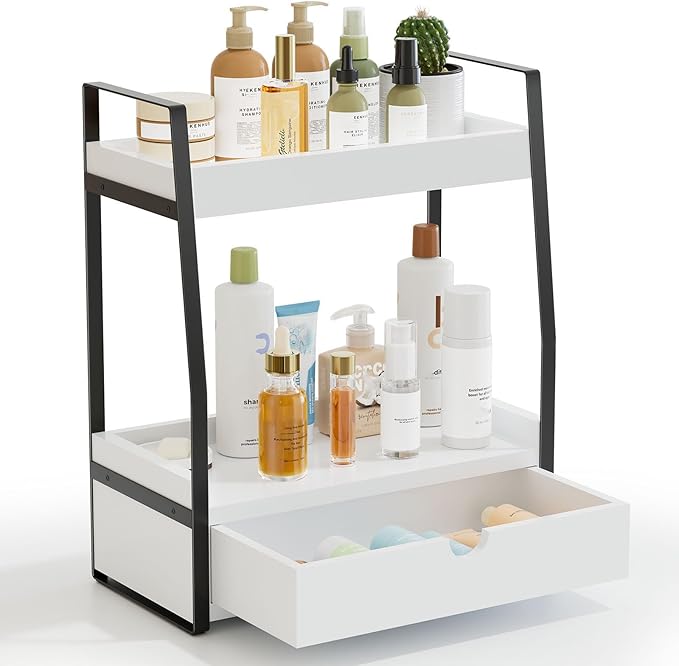 Boulphia 2-Tier Bathroom Organizer Countertop, Bathroom Sink Organizer Countertop, Vanity, Counter Shelf, White