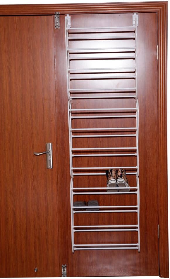 12 Layers Wall-mounted Shoe Rack Door Over Hanging Organizer White