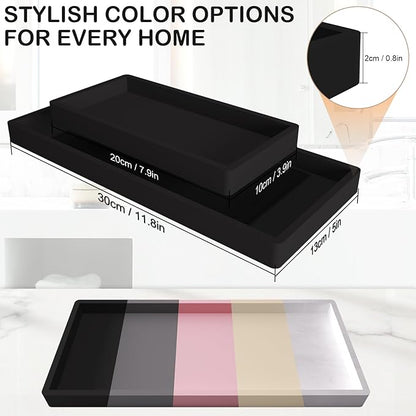 Bathroom Vanity Tray Black, Silicone 11.8 x 5 Inch Toilet Tank Tray Decor, Extra-Large Candle Tray for Bathroom Holders and Organizers, Waterproof Perfume Tray for Dresser for Vanity, Kitchen