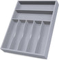 Bellsal Grey Utensil Organizer 12.5 Inch Silverware Tray for Drawer Utensil Holder Cutlery Organizer Kitchen Drawer Organizer 7 Compartment Small Narrow Bamboo
