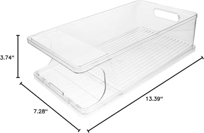 PRETYZOOM Stackable Soda Can Organizer Automatic Rolling Function Refrigerator Beverage Holder for Beer and Soda Cans Easy Access Drink Storage Bin