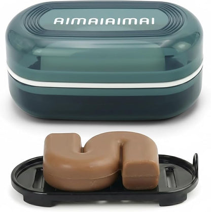 AIMAIAIMAI Travel Soap Container, Travel Soap Box with Removable Draining Layer for Camping, Gym (Blue Style A)