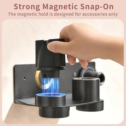 Hair Dryer Holder Wall Mount for Dyson Supersonic Airwrap Hair Dryer, Wall Mounted Hair Tool Organizer, Metal Blow Dryer Holder Attachments Storage for Bathroom and Salon, Black