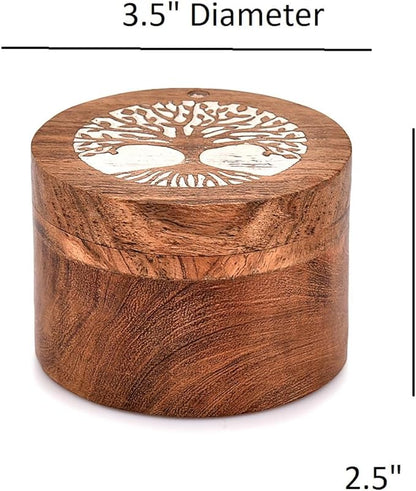 EDHAS Acacia Wood Salt Cellar Box Elegant Kitchen Salt Container Holder with Swivel Lid to Storage Pepper Spice (3.5" x 3.5" x 2.5")