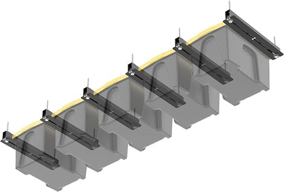 TORACK Garage 16" Studs Ceiling Bin Storage Rack, Overhead Tote Storage Rails Heavy Duty Adjustable Tote Slide Rails for 5 Bins(Bins are not included)