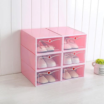 Cabilock Shoe Storage Bin 6 Pack Foldable Shoe Boxes Clear Plastic Containers Closet Organizers