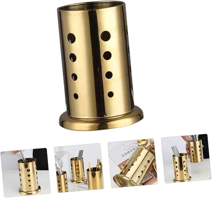 PRETYZOOM 2pcs Stainless Steel Chopsticks Holder Versatile Utensil Organizer for -saving Design for Chopsticks Forks and Spoons Gold Base