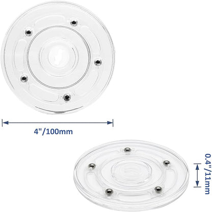 2Pcs 4” Small Clear Acrylic Turntable Organizer, Mini Rotating Organizer Swivel Plate for Bathroom Kitchen Cabinet Table Spice Rack Cake Pantry