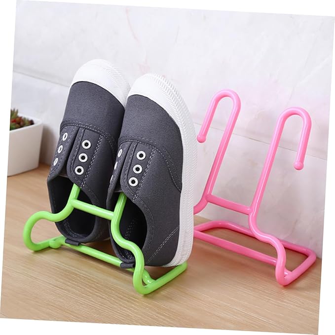 2 pcs Shoe Organizer Rack Space Saving Hanging Design for Bedroom Closet Entryway Material for Drying Shoes Pink