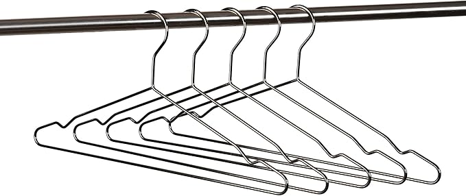 17 Inch Black Silver Heavy Duty Shirt Blouse Coat Suit Hanger 50 Pack, Space Saving Slim Wire Hanger for Camisole Trousers Dress