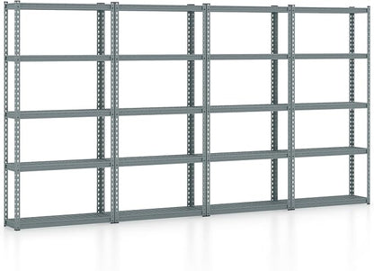 Goplus 5-Tier Metal Shelving Unit, 4 Pack Heavy Duty Wire Storage Rack with Anti-Slip Foot Pads, Height Adjustable Shelves for Warehouse, Kitchen, Living Room, Garage, 12" D x 35.5" W x 72" H