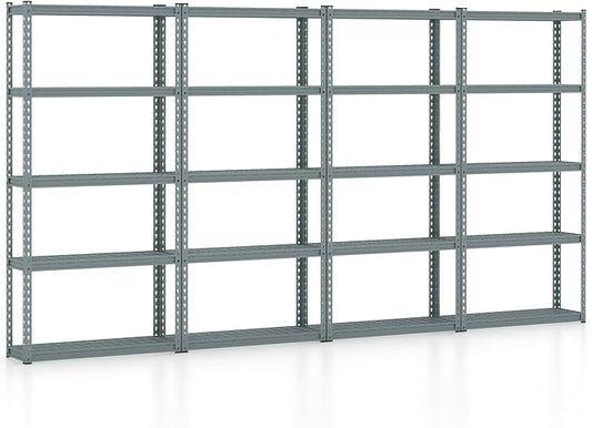 Goplus 5-Tier Metal Shelving Unit, 4 Pack Heavy Duty Wire Storage Rack with Anti-Slip Foot Pads, Height Adjustable Shelves for Warehouse, Kitchen, Living Room, Garage, 12" D x 35.5" W x 72" H