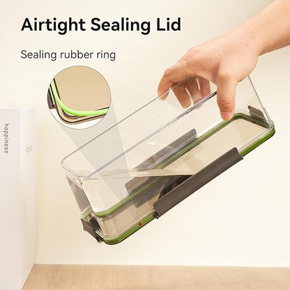 72oz Spaghetti Pasta Storage Container - Clear Plastic Noodle Holder with Airtight Lid Kitchen Pantry Food Storage Organizer for Rice Flour Cereal Oats Cracker Coffee Bean Linguini Lasagna (Square*1)