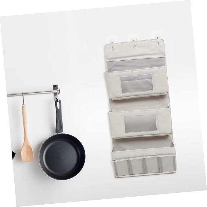 CHILDWEET Door Storage Organizer 3-Tier Hanging Storage Pouch 40x90cm Grey Fabric No Drill Foldable for Boys and Girls Room Dormitory or Home Use
