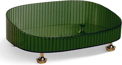 Clear Acrylic Perfume Tray, Round Makeup Bathroom Trays for Counter, Decorative Vanity Trays for Bathroom Countertop for Dresser Tops - Green