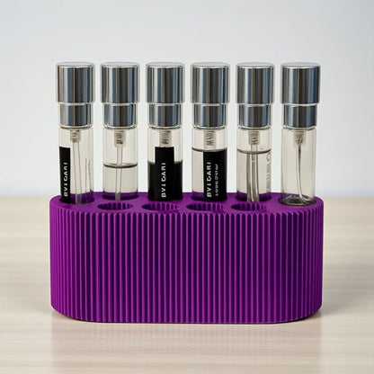 Perfume Sample Organizer for Bathroom or Vanity – Ideal Makeup and Skincare Storage, Desk and Bathroom Counter Organizer, Gift for Her (8mL Purple - Fits Subscription Sized Vials)