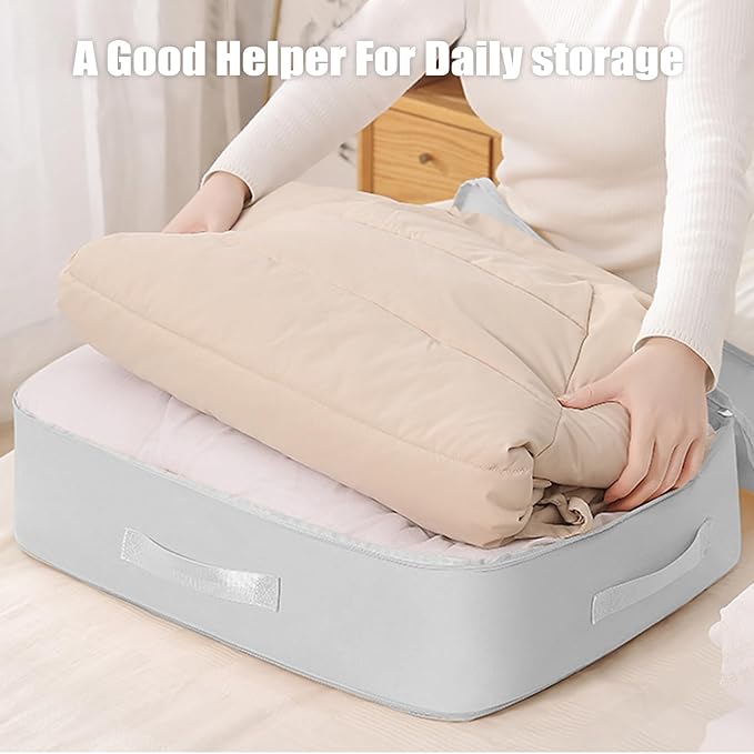Ultra Space Saving Self Compression Storage Bags for Organizer, Large Heavy Duty College Moving Bags, Travel Packing Organizers Storage Tote for Clothes Comforters,Blankets,Bedding (Gray,XL)
