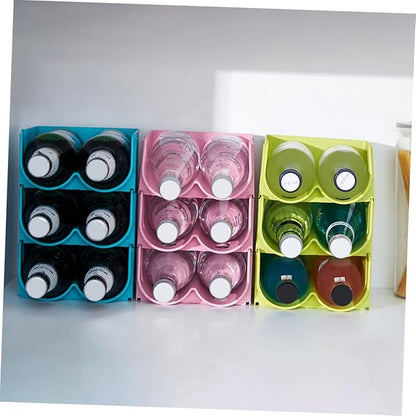 3pcs Pink Refrigerator Drink Organizer Stackable Beer Bottle Rack for Pantry Soda Can Dispenser Fridge Rack