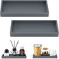 Luxspire Bathroom Vanity Tray, 7.9 x 4 Silicone Kitchen Counter Tray for Soap Dispenser, Bathroom Countertop Organizer for Perfume Soap Towel Bathroom Accessories, 2 Packs, Dark Gray