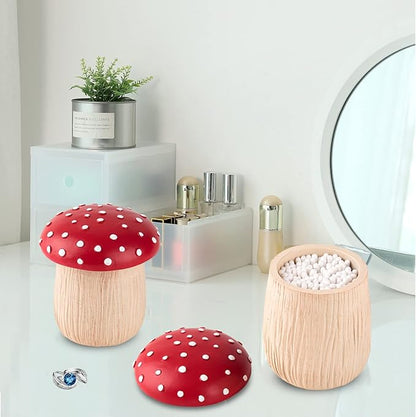dgudgu 2 Pack Qtip Holder Mushroom Cotton Ball Holder Cotton Swab Holder Qtip Dispenser Bathroom Cotton Ball And Q-tip Organizer Container