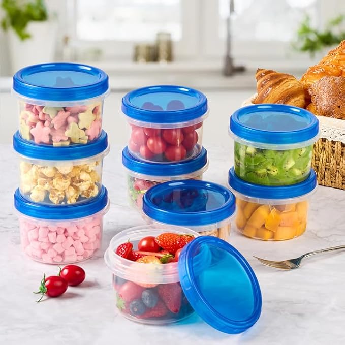 Soelomu 16 oz Freezer Storage Containers with Twist Top Lids, 10 Pack Reusable Meal Prep Containers Plastic Stackable Leakproof Food Storage Containers for Sauce Salad Leftover Oats