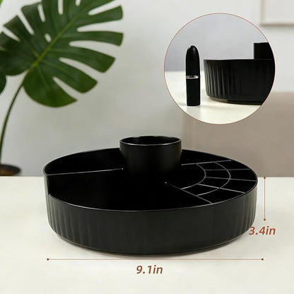 360° Rotating Makeup Perfume Organizer Cosmetic Storage for Skincare,Perfume,Lipstick & Makeup Brushes, Countertop Vanity Organizer (Black)