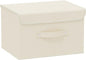 Storage Boxes, Collapsible Storage Bins with Lids, Cotton and linen cloth Storage Baskets with Handle, for Books, Closet, Bedroom, Home, 10.2x7.9x6.7 in, Beige