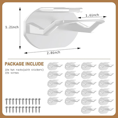Niunuerga 48 Pack Adhesive Hat Hooks for Wall, Super Strong Hat Rack for Baseball Caps, Hat Organizer Display for Home Decor, Hat Hangers Holder for Wall, Door, Closet, No Drilling (White)