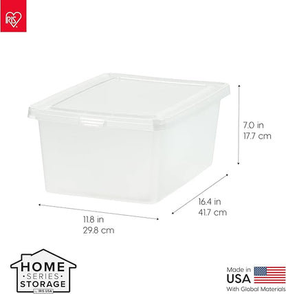 IRIS USA 12-Pack Storage Bins with Lids, 17 Quart, Shoe Boxes Clear Stackable Containers Organize Shoes Closet Shelves, Classroom Organization Teacher Tools, Game Storage - BPA-Free Plastic
