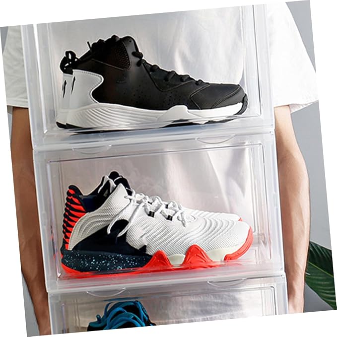 Ciieeo Shoe Storage Box with Dustproof Design, Door Buckle Connector, Stackable Plastic Shoe Organizer for Home Closet and Sneaker Storage
