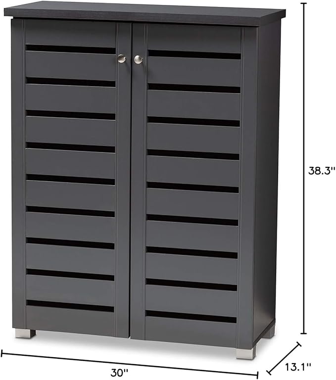 Contemporary Shoe Storage Cabinet Grey Modern Wood Includes Hardware