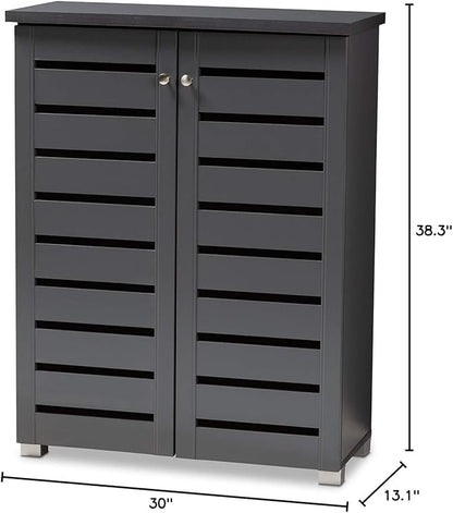 Contemporary Shoe Storage Cabinet Grey Modern Wood Includes Hardware