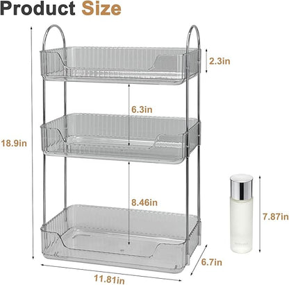Bathroom Counter Organizer, Makeup Organizer for Vanity, Skincare Organizers Shelf - Tierd Perfume Organizer for Bathroom Dresser Vanity (Misty Gray, 3-Tier)