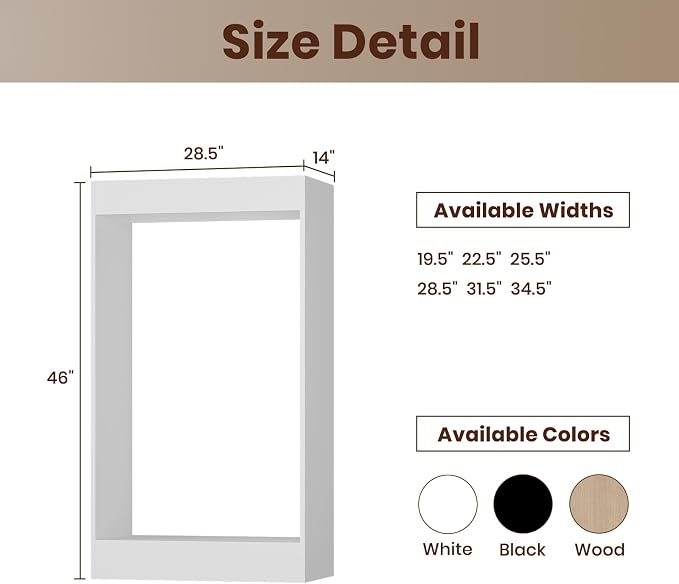 ROOMTEC 28.5" Double Hanging Closet Unit, Modular Closet System with Hanging Rod, Wardrobe Organizer for Bedroom or Walk-in Closet, Wall Mounted, Customizable Clothes Storage Unit, White