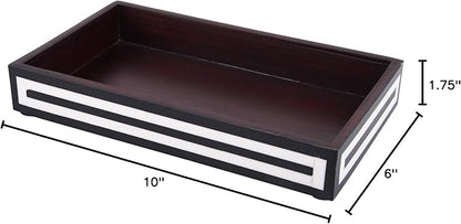 Handicrafts Home Black & White Bathroon Tray, Resin Inlay, Concentric Decorative Vanity Tray for Perfume & Cosmetics, Guest Towel Holder, Serving Tray for Bathroom & Kitchen Counter Organizer- 10x6
