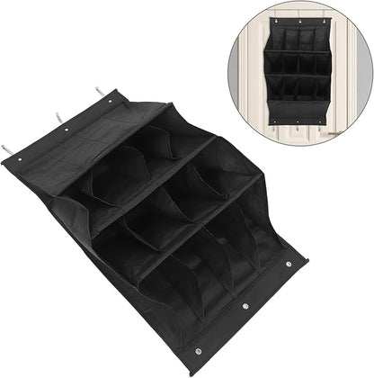 VANZACK The Door Shoe Organizer Rack, 12-grid Foldable Polyester Hanging Shoe Storage, Space-saving Sneaker and Boot Holder for Closet and Narrow Hallways