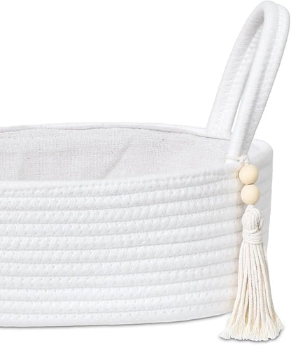 ABenkle Small Storage Basket, Jute Rope Woven Toilet Paper Tray Organizer for Toilet Tank Top, Boho Bathroom Decor Holder for Shelf Bedroom Living Room -13x6x4 Inches