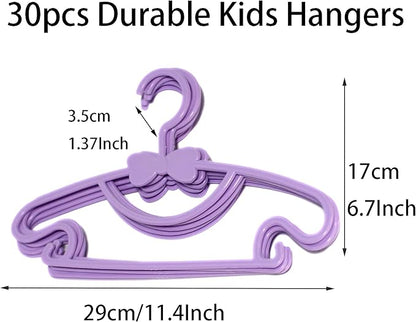 YYaaloa Kids Clothes Hangers Baby Clothes Hangers Childrens Plastic Infant Hangers Very Durable Kids Hangers Toddler's Hangers (style2 6colors 30pcs)