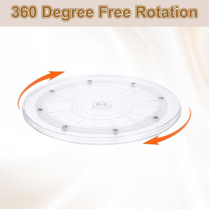 uxcell 3Pack Acrylic Lazy Susan Turntable, 9" Spinner Lazy Susan Turntable Organizer, Acrylic Ball Bearing Rotating Tray for Pantry Spice Rack Decorating, Clear