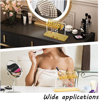 PH PandaHall Earring Holder Stand, Cloth-Horse Shape Jewelry Display Gold Dangle Earring Hanging Organizer Acrylic Ear Studs Display Rack for Retail Show Personal Exhibition, 2.3x5.9x4.2inch