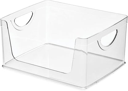 iDesign Stackable Open-Front Storage Bins with Handles for Kitchen and Pantry - Set of 4 - Clear