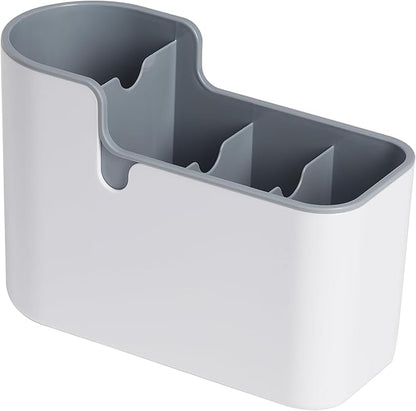 Amazon Basics Countertop & Wall Organization for Utensils, Space-Saving, Divided Compartments, White & Grey