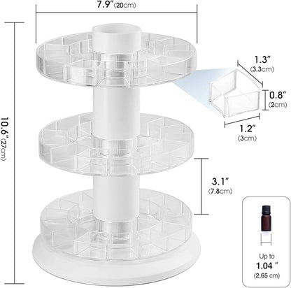 J JACKCUBE DESIGN Rotating Essential Oil Display Stand Spinning Rack for 45 Bottles(up to 72) Organizer 3 Tier Storage Holder -MK505B (3 Tier)