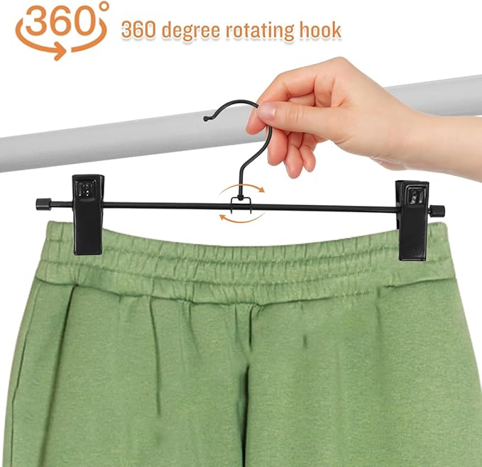 Healifty 10pcs Metal Pants Hangers Clips Heavy Duty Skirt Hangers Adjustable Clips for Pants and Skirts Rotating Hooks Sturdy Construction