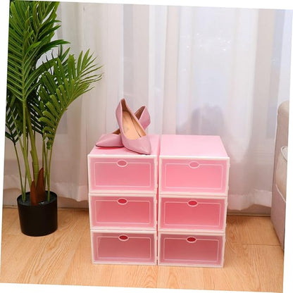 Hohopeti 6pcs Thicken Shoe Boxes Stackable Storage Boxes for Shoes Closet Organizers Kitchens Offices